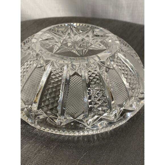 VTG Czech Bohemian (?) Cut Glass Crystal Ashtray 5.25 in Art Deco Star base EUC - Picture 11 of 16